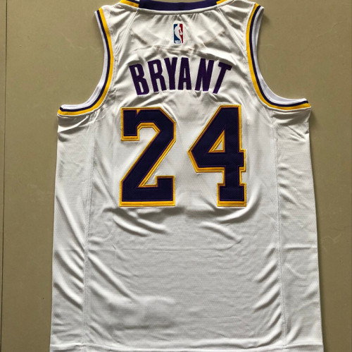 Lakers Bryant #24 White Retro Top Quality Dense Embroidery NBA Jersey