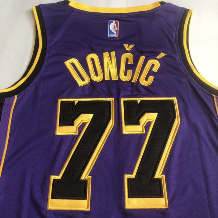 2025 Lakers Doncic #77 Purple Top Quality Dense Embroidery NBA Jersey