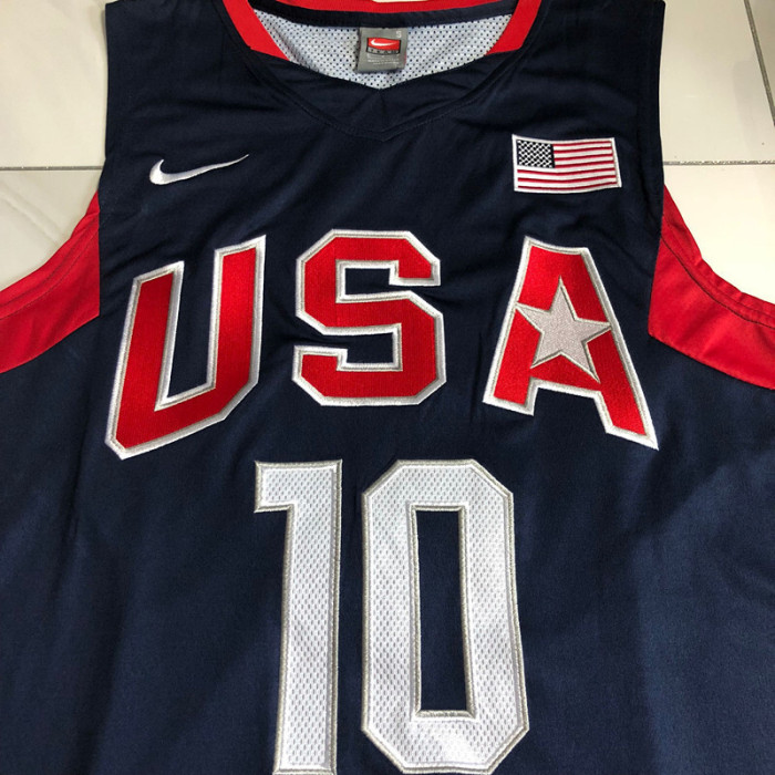 2008 Olympic USA Bryant #10 Blue Top Quality Dense Embroidery NBA Jersey