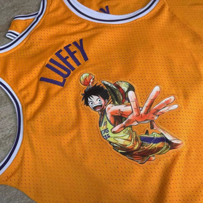 2025 M&N Lakers Luffy #5656 Retro Top Quality Dense Embroidery NBA Jersey