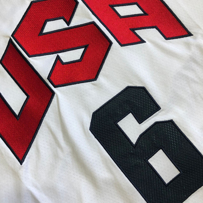 2012 Olympic USA James #6 White Top Quality Dense Embroidery NBA Jersey