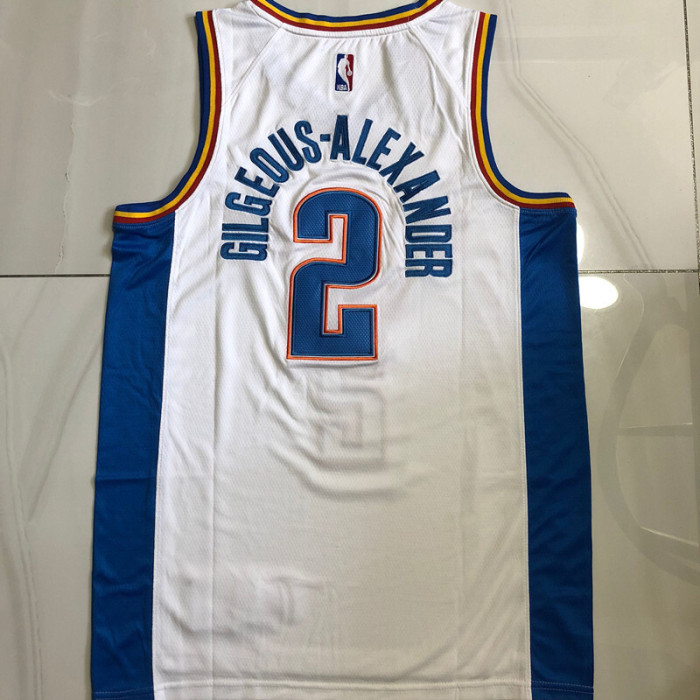 Thunder GILGEOUS-ALEXANDER #2 City Edition White Top Quality Dense Embroidery NBA Jersey