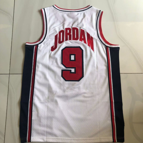 1992 Olympic USA Jordan #9 White Top Quality Dense Embroidery NBA Jersey