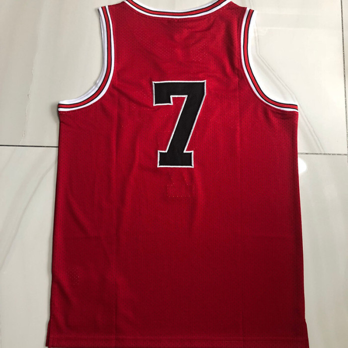 1996-1997 Slam Dunk Miyagi Ryota #7 Red Top Quality Dense Embroidery NBA Jersey
