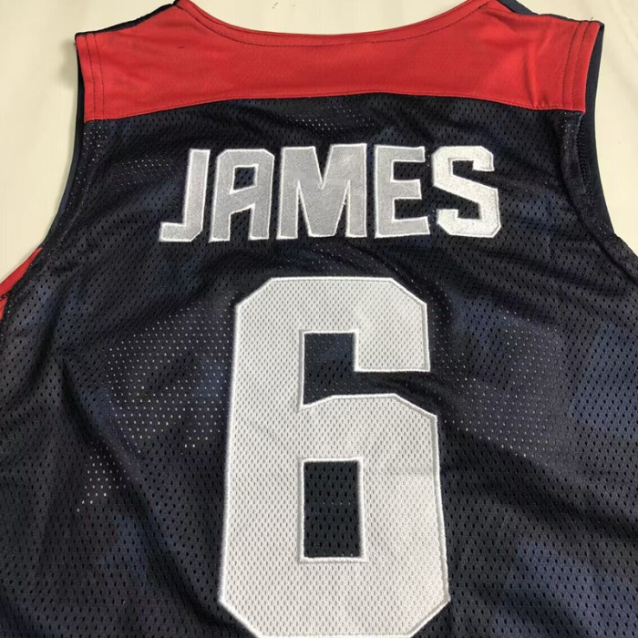 2012 Olympic USA James #6 Blue Top Quality Dense Embroidery NBA Jersey