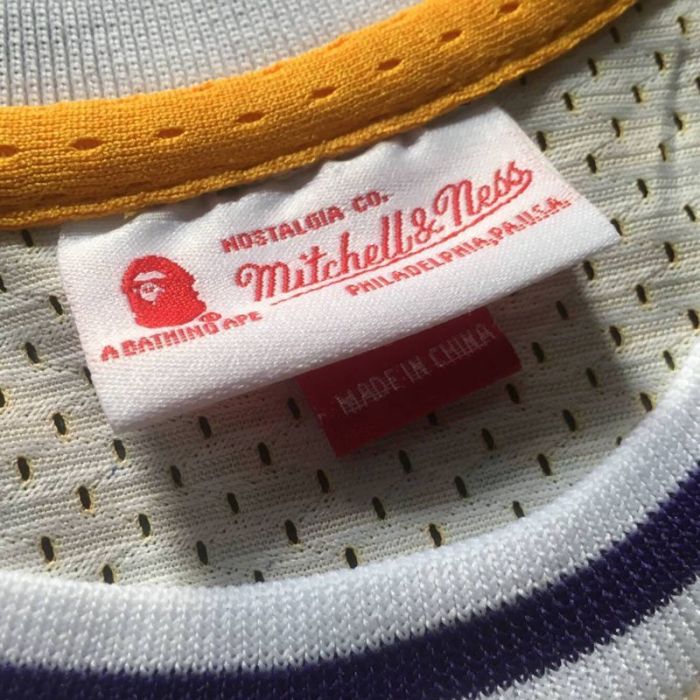 1996-1997 M&N Lakers BAPE #93 Retro Top Quality Dense Embroidery NBA Jersey