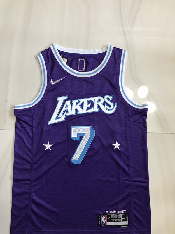 Lakers Anthony #7 Purple City Version Top Quality Dense Embroidery NBA Jersey
