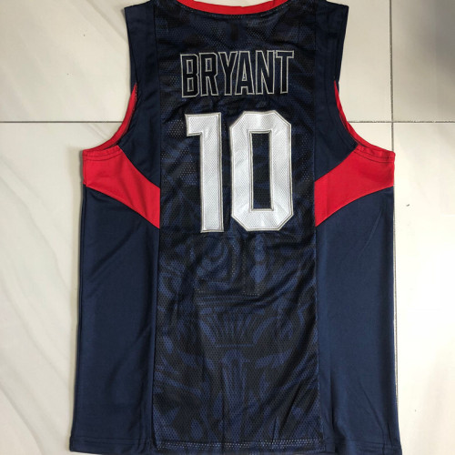2008 Olympic USA Bryant #10 Blue Top Quality Dense Embroidery NBA Jersey