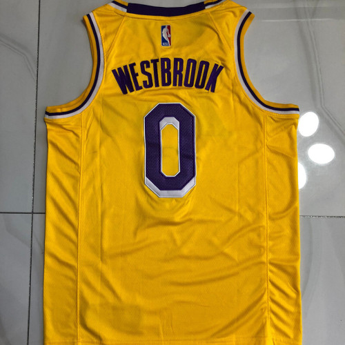 Lakers Westbrok #0 Yellow City Version Top Quality Dense Embroidery NBA Jersey
