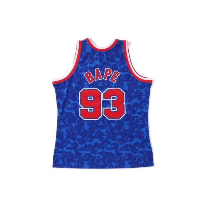 1993 M&N Nets BAPE #93 Retro Top Quality Dense Embroidery NBA Jersey