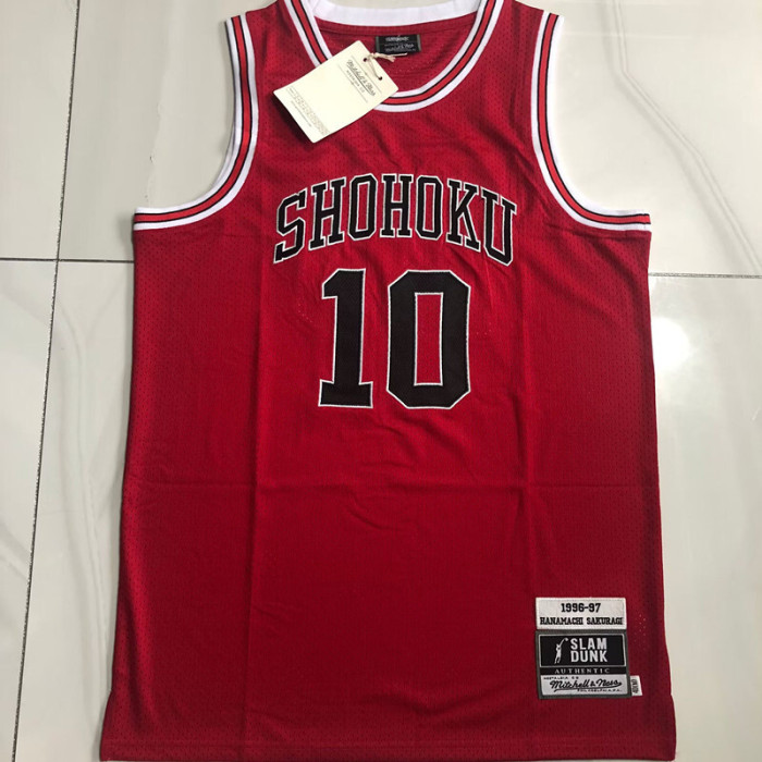 1996-1997 Slam Dunk Hanamichi Sakuragi #7 Red Top Quality Dense Embroidery NBA Jersey