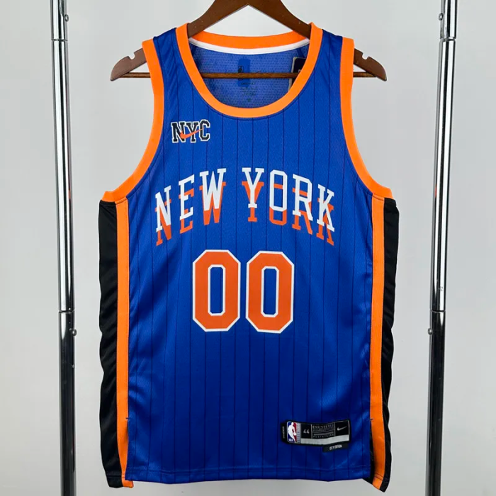 23-24 KNICKS CLARKSON #00 Blue City Edition Top Quality Hot Pressing NBA Jersey