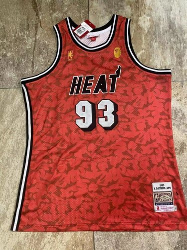 1993 M&N Heat BAPE #93 Retro Top Quality Dense Embroidery NBA Jersey