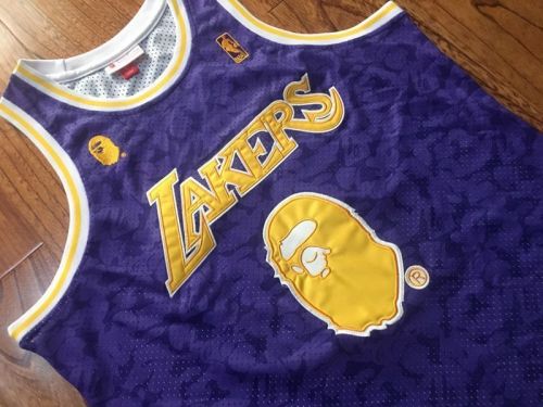 1996-1997 M&N Lakers BAPE #93 Retro Top Quality Dense Embroidery NBA Jersey