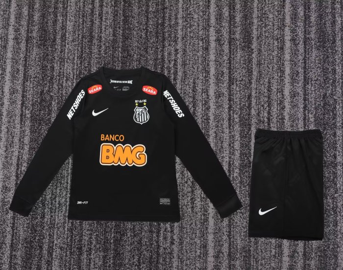 2013 Santos FC Away Long sleeves Kids Retro Soccer Jersey