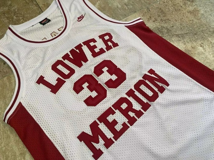 1996 Lower Merion Bryant #33 White Retro Top Quality Dense Embroidery NBA Jersey