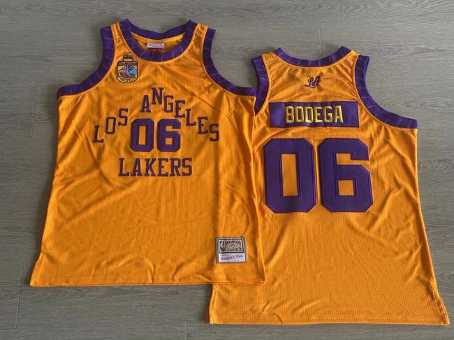 Worldwide Respect Lakers Bogeda #06 Top Quality Dense Embroidery NBA Jersey