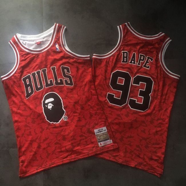 1997-1998 M&N Bulls BAPE #93 Retro Top Quality Dense Embroidery NBA Jersey