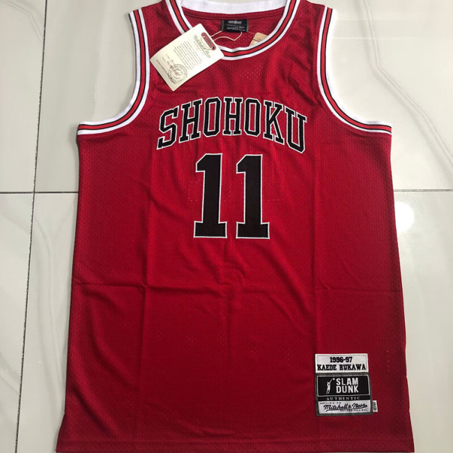 1996-1997 Slam Dunk KAEDE RUKAWA #11 Red Top Quality Dense Embroidery NBA Jersey