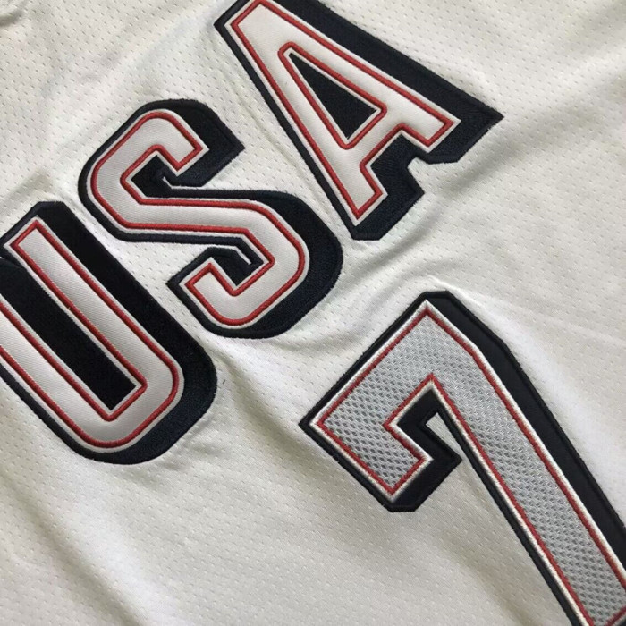 2024 Olympic USA Durant #7 White Top Quality Dense Embroidery NBA Jersey