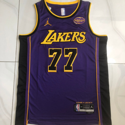2025 Lakers Doncic #77 Purple Top Quality Dense Embroidery NBA Jersey