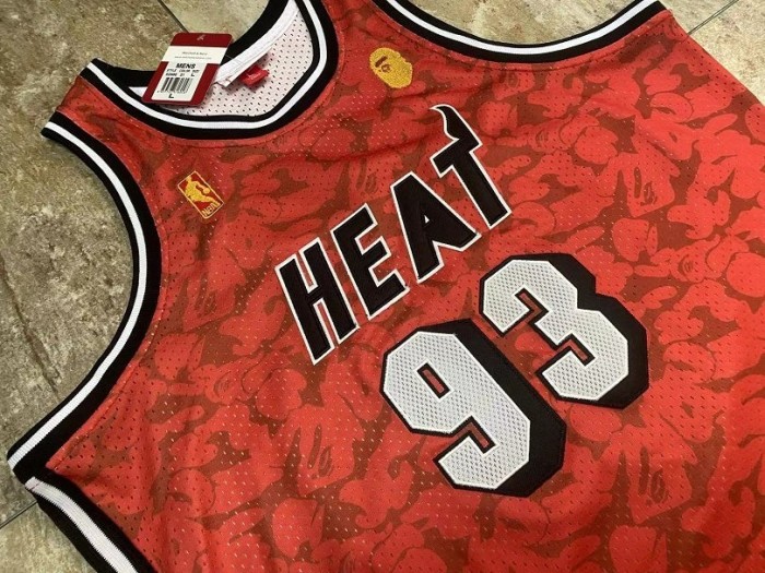 1993 M&N Heat BAPE #93 Retro Top Quality Dense Embroidery NBA Jersey