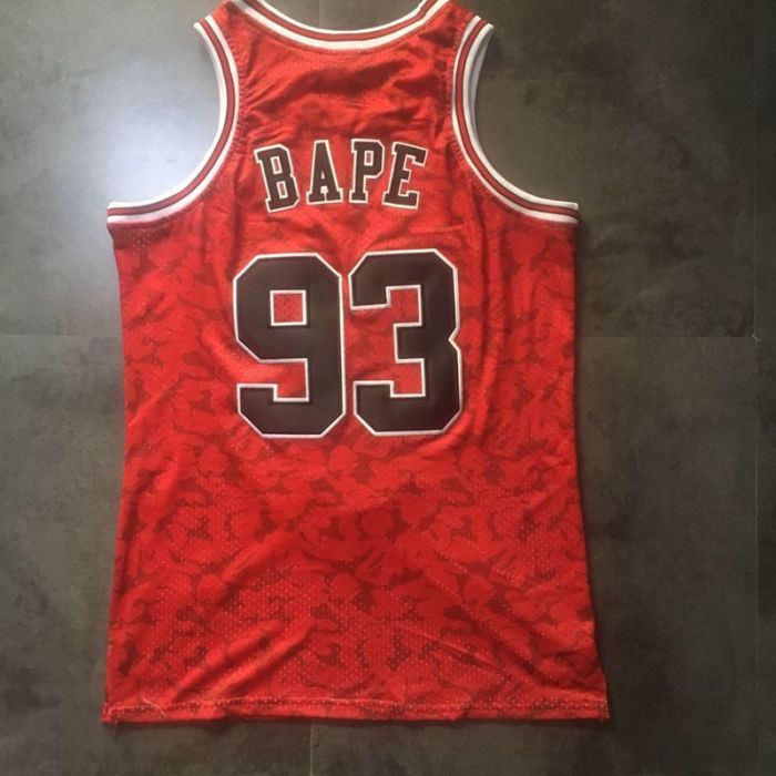 1997-1998 M&N Bulls BAPE #93 Retro Top Quality Dense Embroidery NBA Jersey
