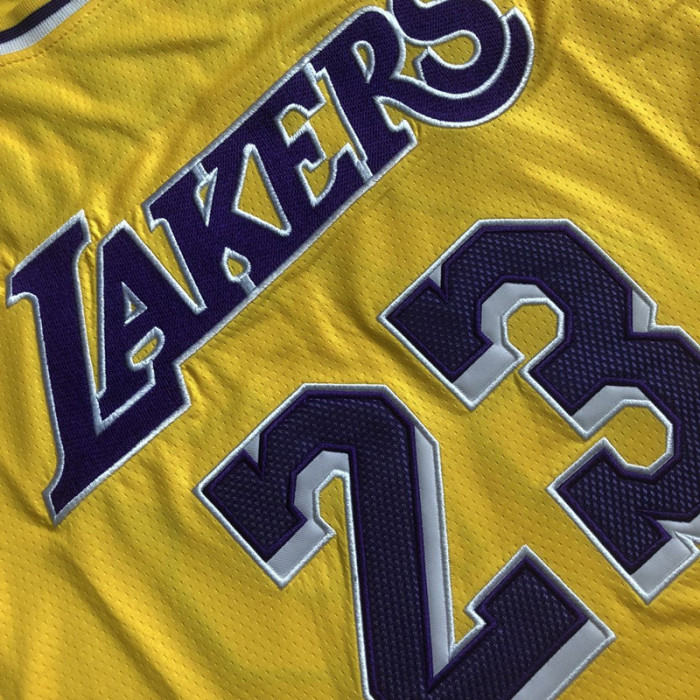 2025 Lakers James #23 Yellow Top Quality Dense Embroidery NBA Jersey