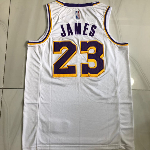 Lakers James #23 White Retro Top Quality Dense Embroidery NBA Jersey