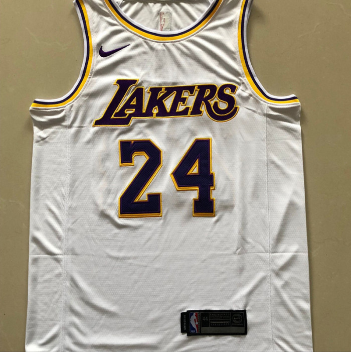 Lakers Bryant #24 White Retro Top Quality Dense Embroidery NBA Jersey