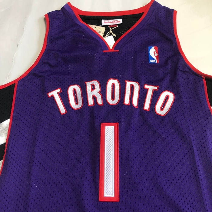 1999-2000 M&N Raptors Mcgrady #1 Retro Top Quality Dense Embroidery NBA Jersey