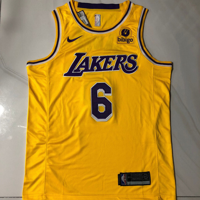 Lakers James #6 Yellow City Version Top Quality Dense Embroidery NBA Jersey