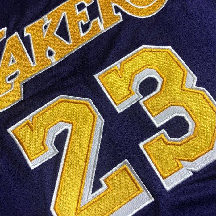 Lakers James #23 Purple Retro Top Quality Dense Embroidery NBA Jersey