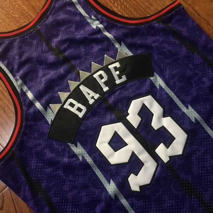 1998-1999 M&N Raptors BAPE #93 Retro Top Quality Dense Embroidery NBA Jersey