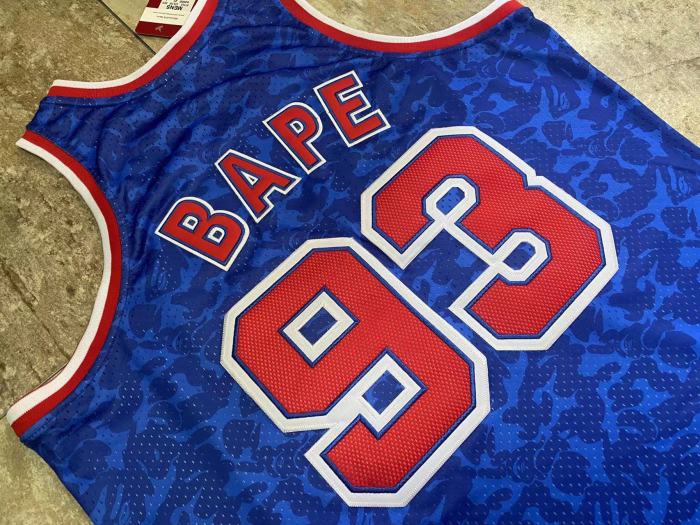 1993 M&N Nets BAPE #93 Retro Top Quality Dense Embroidery NBA Jersey