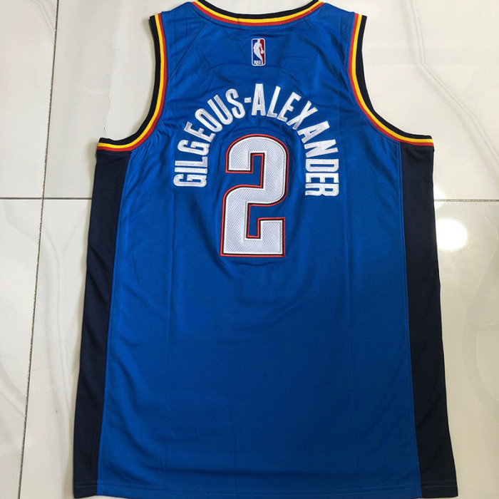 Thunder GILGEOUS-ALEXANDER #2 City Edition Blue Top Quality Dense Embroidery NBA Jersey