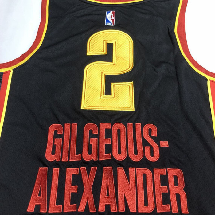 Thunder GILGEOUS-ALEXANDER #2 City Edition Black Top Quality Dense Embroidery NBA Jersey
