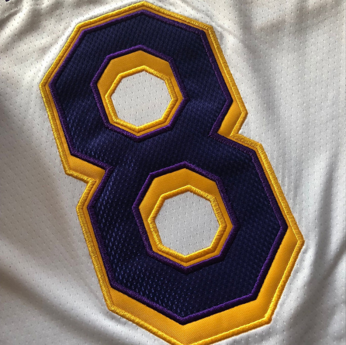 Lakers Bryant #8 White Retro Top Quality Dense Embroidery NBA Jersey
