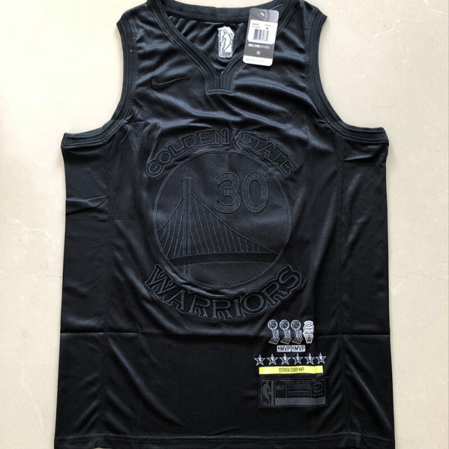 Warriors Curry #30 MVP Black Top Quality Dense Embroidery NBA Jersey