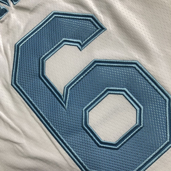 Lakers James #6 White Retro Top Quality Dense Embroidery NBA Jersey