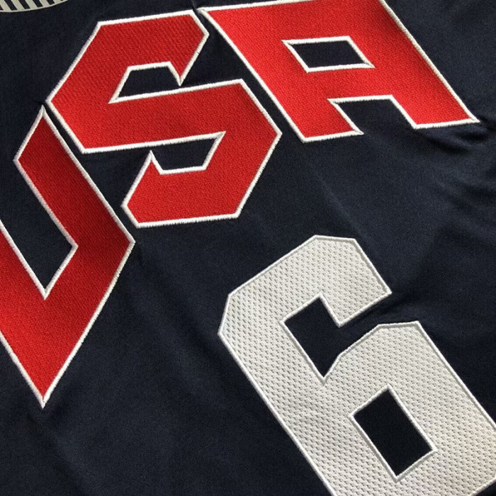 2012 Olympic USA James #6 Blue Top Quality Dense Embroidery NBA Jersey