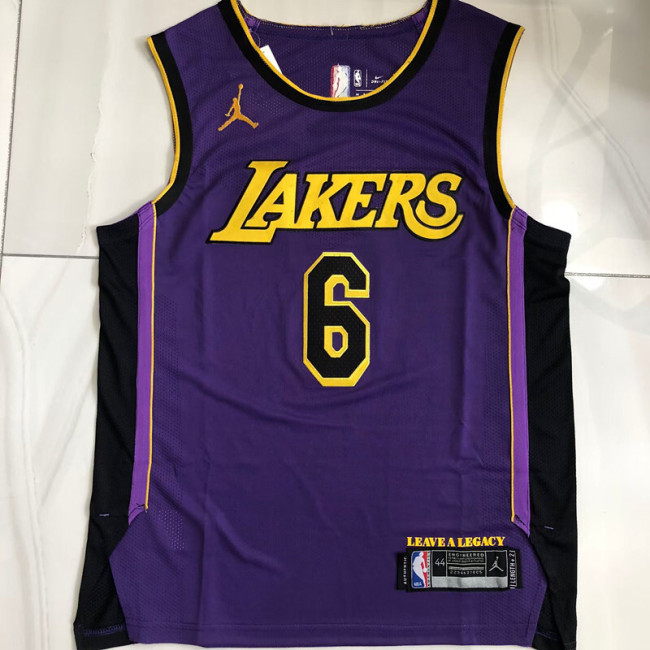 2023 Lakers James #6 Purple AU Player Edition Top Quality Dense Embroidery NBA Jersey