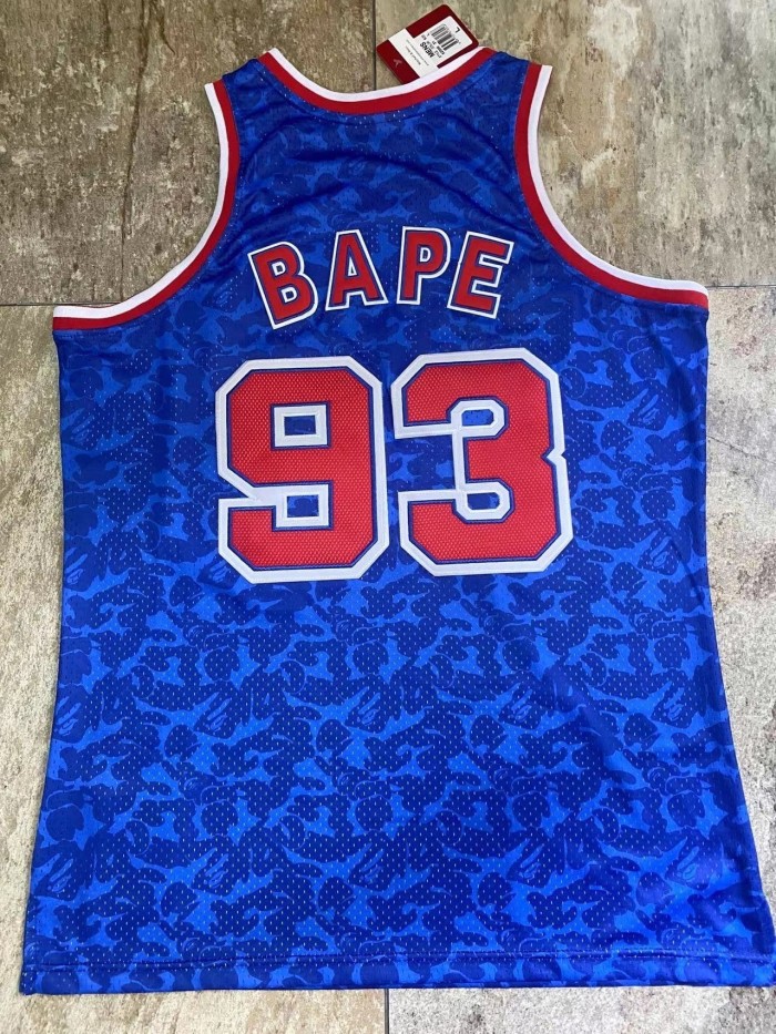 1993 M&N Nets BAPE #93 Retro Top Quality Dense Embroidery NBA Jersey