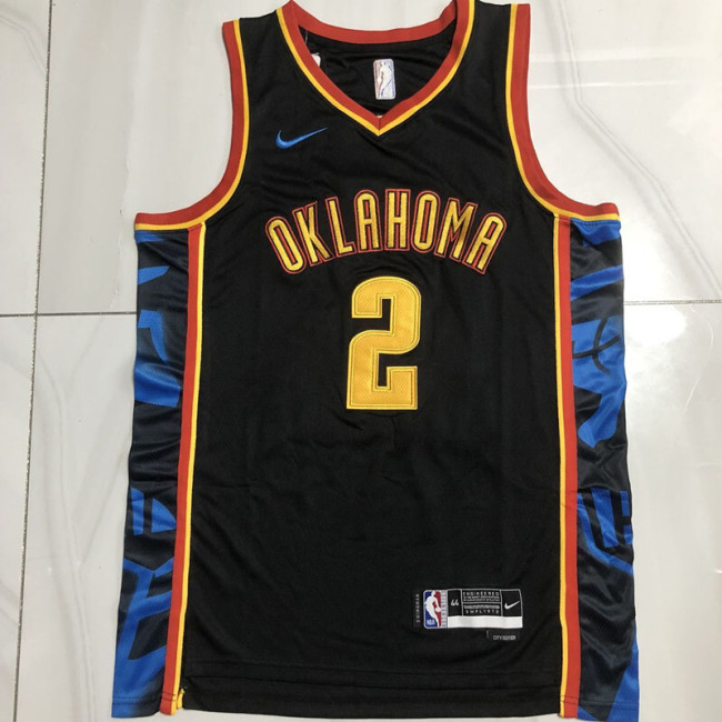 Thunder GILGEOUS-ALEXANDER #2 City Edition Black Top Quality Dense Embroidery NBA Jersey