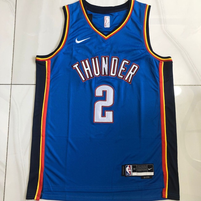 Thunder GILGEOUS-ALEXANDER #2 City Edition Blue Top Quality Dense Embroidery NBA Jersey