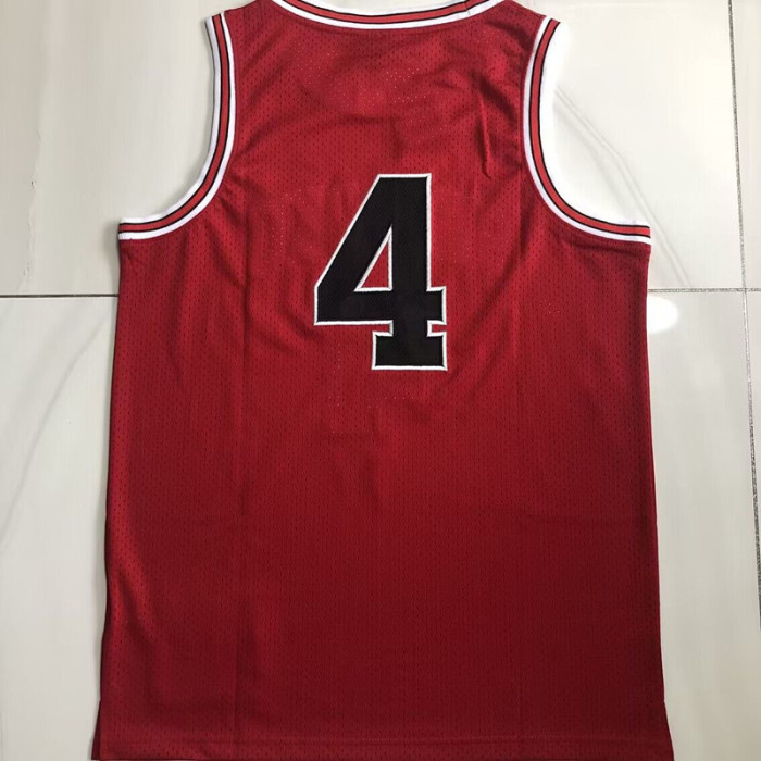 1996-1997 Slam Dunk Takeshi Akagi #4 Red Top Quality Dense Embroidery NBA Jersey