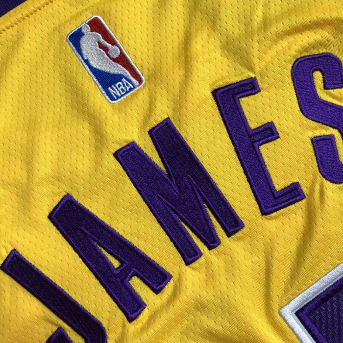 Lakers James #23 Yellow Retro Top Quality Dense Embroidery NBA Jersey