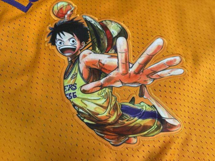 2025 M&N Lakers Luffy #5656 Retro Top Quality Dense Embroidery NBA Jersey