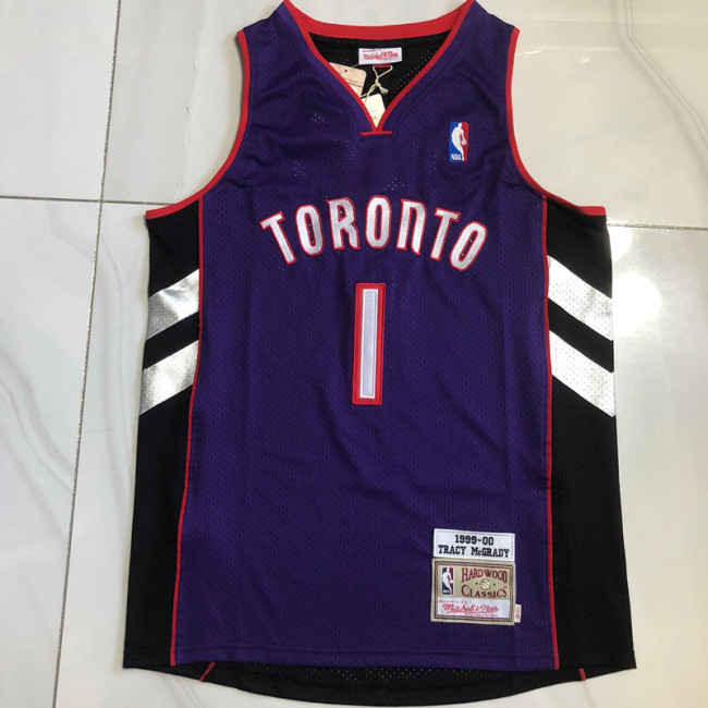 1999-2000 M&N Raptors Mcgrady #1 Retro Top Quality Dense Embroidery NBA Jersey