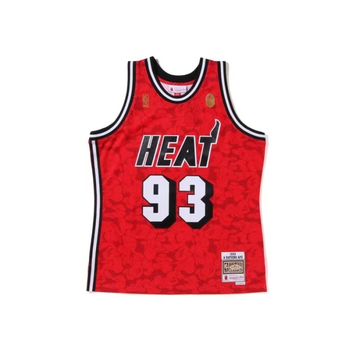 1993 M&N Heat BAPE #93 Retro Top Quality Dense Embroidery NBA Jersey